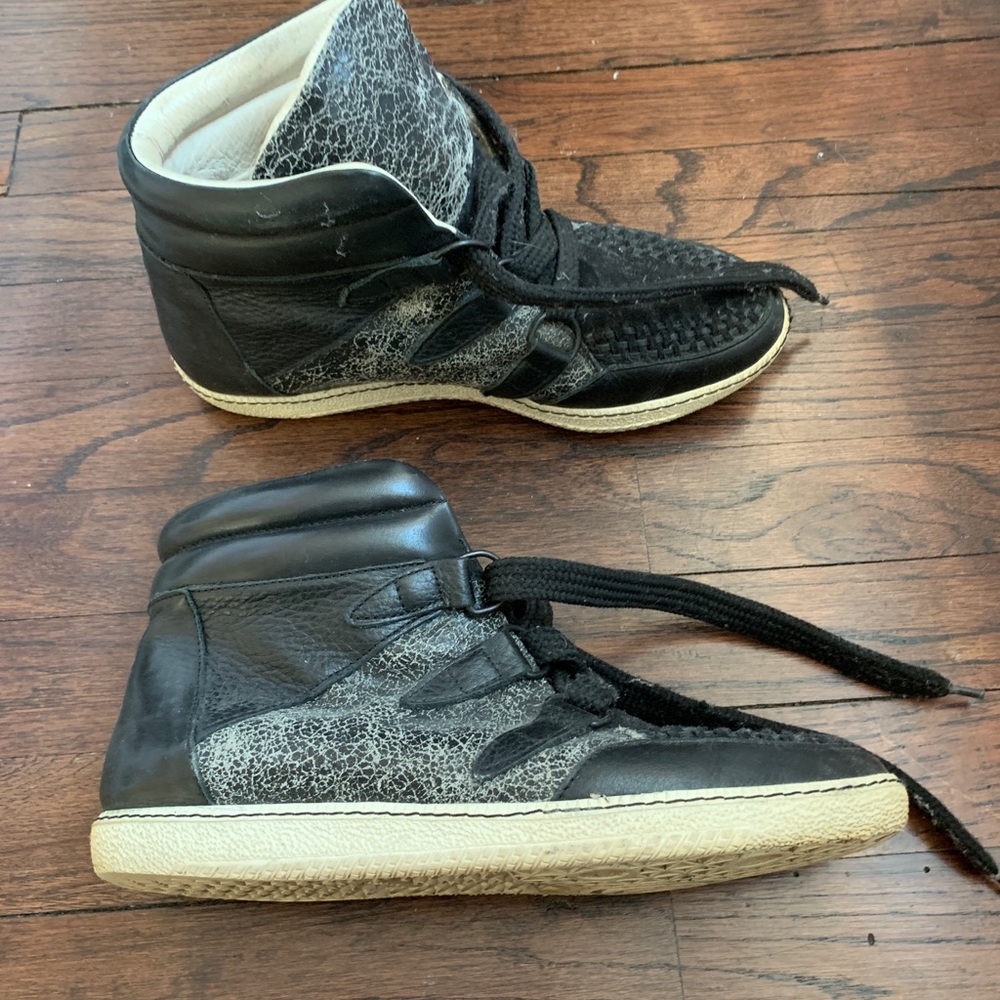 Sandro grey white high-top sneakers